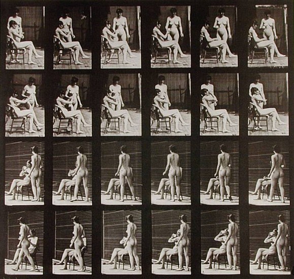 Eadweard Muybridge
Woman Brings a Cup of Tea; Another Takes the Cup and Drinks, 1887
Collotype
10 1/2 x 11 in. (26.7 x 27.9 cm)