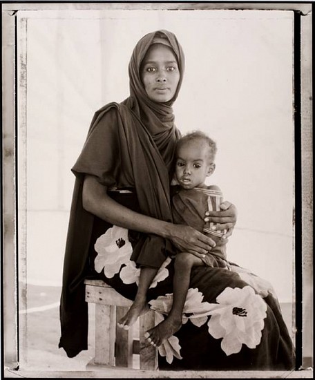 Fazal Sheikh
Fatuma Abdi Hussein and Her Son Abdullai, Somali Refugee Camp, 1993
Gelatin silver print (black & white)
20 13/16 x 17 3/16 in. (52.9 x 43.7 cm)
From "A Camel for the Son" series