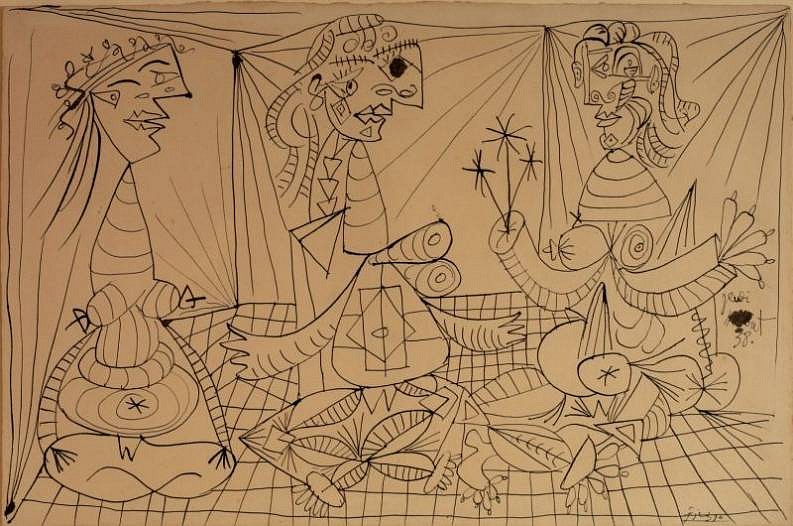 Pablo Picasso
Trois Femmes, 1938
Chinese ink on paper
17 1/2 x 26 9/16 in. (44.5 x 67.5 cm)
Executed on 11 August 1938