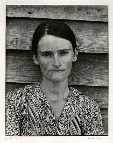 Walker Evans
Alabama Tenant Farmer’s Wife (Allie Mae Burroughs), 1936; Printed 1960's
Gelatin silver contact print (black & white)
9 3/8 x 7 3/8 in. (23.8 x 18.7 cm)