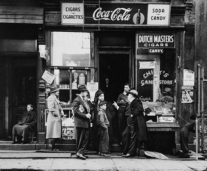 Walter Rosenblum
"Chick's Candy Store" Pitt Street, New York, 1938
Gelatin silver print (black & white)
7 x 8 1/2 in. (17.8 x 21.6 cm)