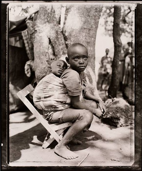 Fazal Sheikh
Wezemana (God is Great) and Mitonze, Rwandan Refugee Camp, Lumasi, Tanzania, 1994
Gelatin silver print (black & white)
21 1/8 x 17 7/16 in. (53.7 x 44.3 cm)
From "A Sense of Common Ground" series