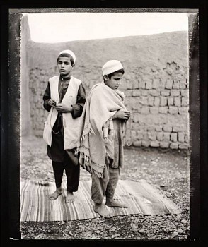 Fazal Sheikh - Osman and Farid, Blind "qari" Brothers with Rosaries, Afghan refugee village, Nasirbagh, Northwestern Frontier Province, Pakistan