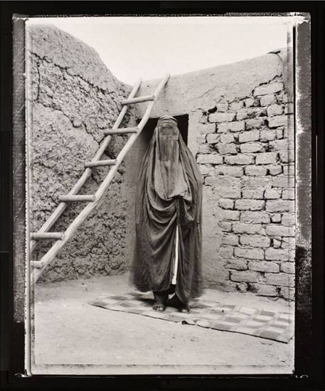 Fazal Sheikh
Abdul Shakor's First Wife Najiba, Afghan refugee village, Northwestern Frontier Province, Pakistan, 1996
Gelatin silver print (black & white)
41 7/8 x 34 7/8 in. (106.4 x 88.6 cm)
From "Portrait" series