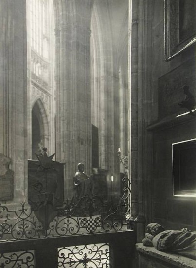 Josef Sudek
V katedrale (In the Cathedral), 1942
Gelatin silver print (black & white)
5 1/8 x 3 1/8 in. (13 x 8 cm)
From a portfolio of 10 prints titled " Moderni Ceska Fotografie" (Modern Czech Photography)