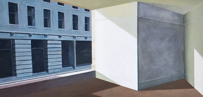 Patrick Hughes
Hopperatic, 1994
Oil on board
39 x 83 7/8 x 11 3/4 in. (99 x 213 x 30 cm)
Painted wall relief
