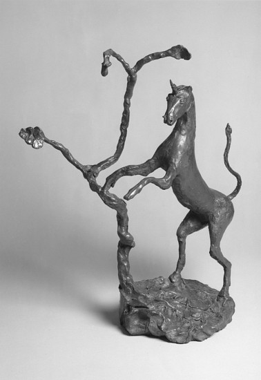 Barry Flanagan
Unicorn and Oak Tree, 1989
Bronze
24 1/4 x 11 1/2 x 19 1/2 in. (61.6 x 29.2 x 49.5 cm)
Edition 3/9 + 3 AC's