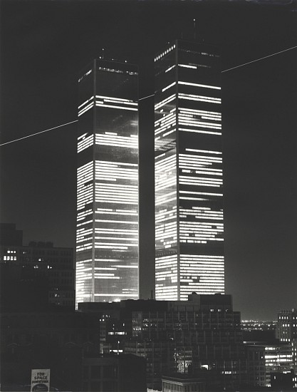 Monika Baumgartl
World Trade Center mit Flugschneise, New York / World Trade Center wiht Flight Path, New York, 1978
Gelatin silver print (black & white)
15 13/16 x 11 7/8 in. (40.2 x 30.3 cm)